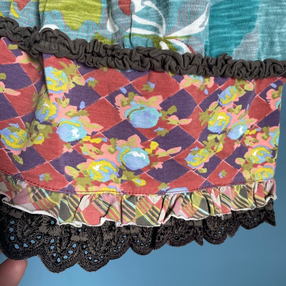 Matilda Jane Adriana Multi Colored Girls Boho Dress Size 6 Eyelet Trim Ruffles - Picture 3 of 12